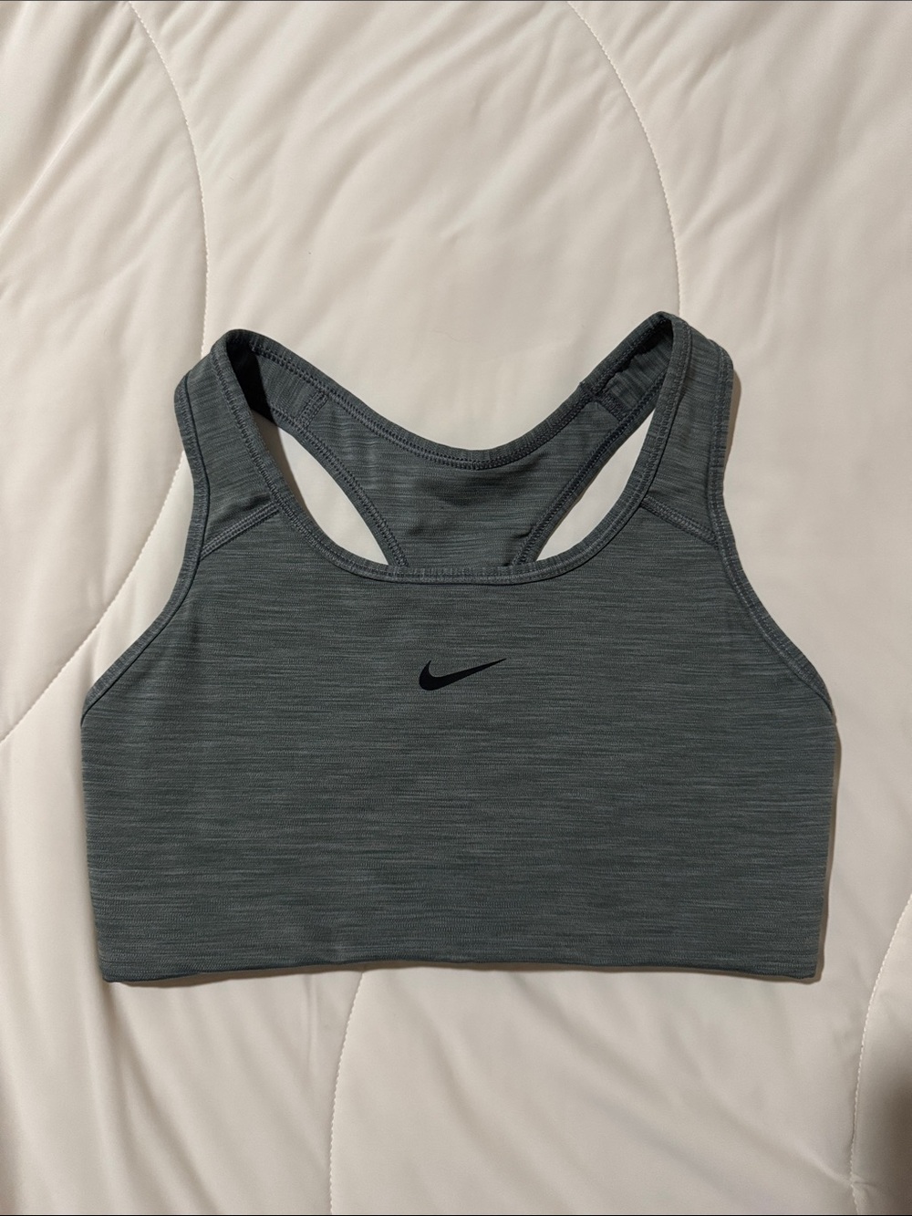 Nike Dark Gray Racerback Sports Bra with Black Swoosh